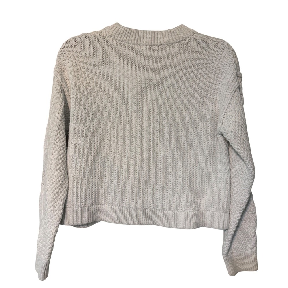 Quince Cable Knit Sweater Womens Small White Organic Cotton Crewneck Pullover - Picture 7 of 9